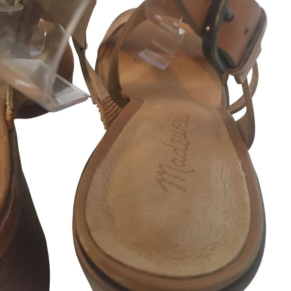 Madewell Womens Tan Leather Heel Sandals Size 8 Strappy - Picture 6 of 15
